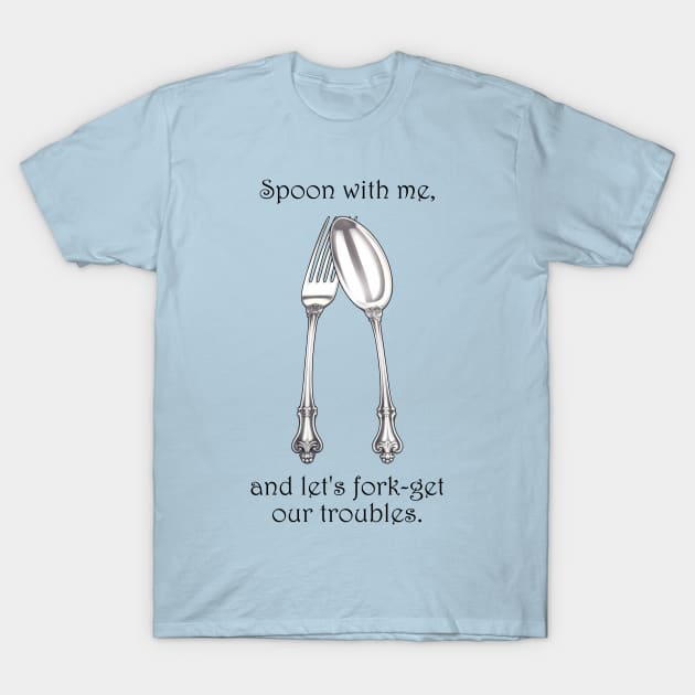 Utensil Amour: Victorian Cutlery Wordplay T-Shirt by BalderdashBTQ
